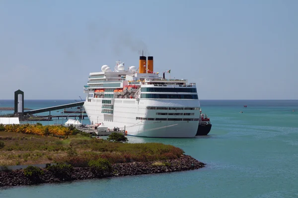 Cruise liner on parking to Port Louis, Mauritius