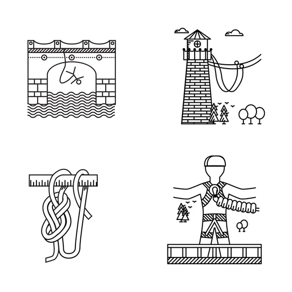 Black outline vector icons for rope jumping