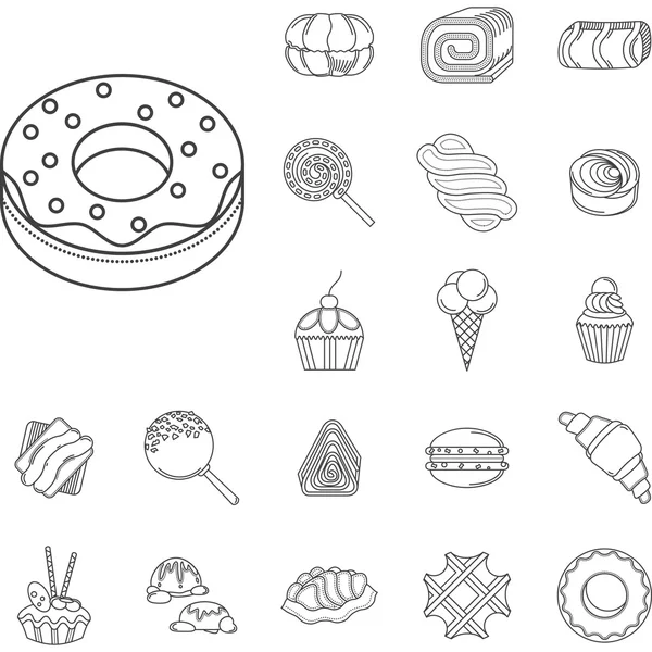 Sweet food flat line vector icons