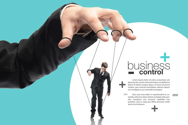 Image of a puppet businessman standing on against each other, concept of business control
