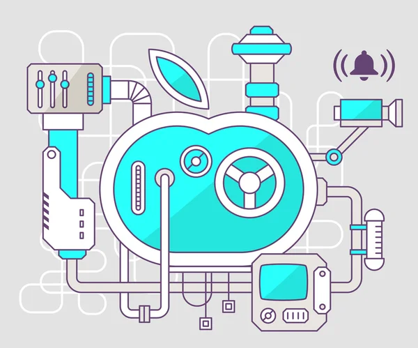 Industrial illustration of the mechanism of apple