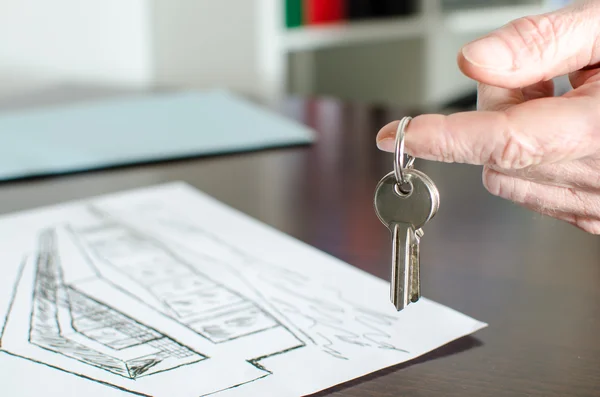 Estate agent showing house keys