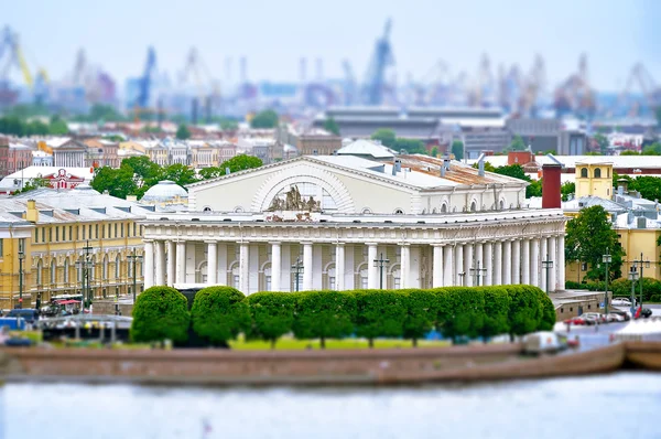 Aerial view of Saint Petersburg Stock Exchange or Bourse building at the Vasilyevsky Island