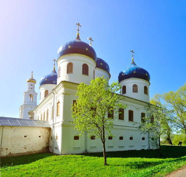 Cathedral of Exaltation of the Cross in Russian orthodox Yuriev male Monastery in Veliky Novgorod, Russia
