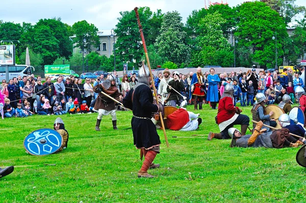 Reconstruction battle during the open air festival of Norwegian culture 