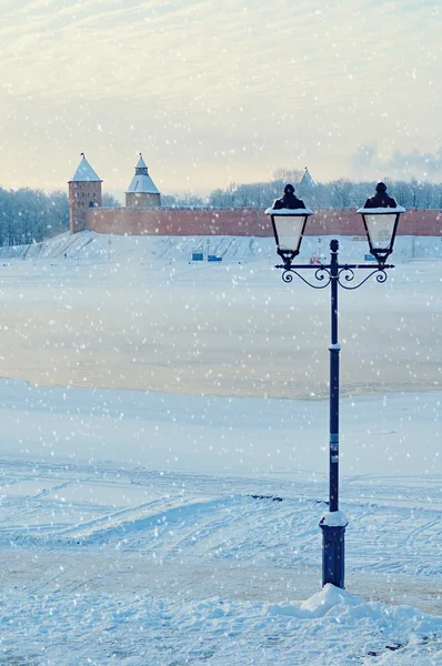 Novgorod Kremlin in Veliky Novgorod, Russia - architectural winter city landscape