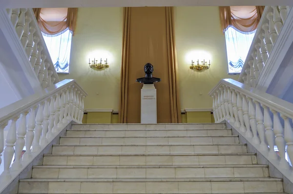 Bronze monument to Russian emperor Alexander II in the interior of the Art Museum of Veliky Novgorod, Russia