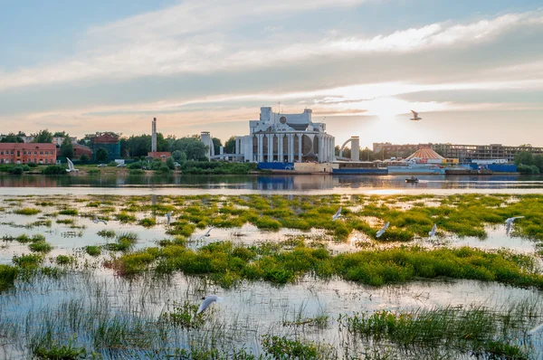 Novgorod Regional Drama Theatre at the bank of the Volkhov river in Veliky Novgorod, Russia - architecture panoramic landscape