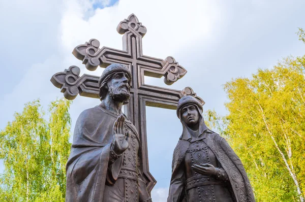 Monument to saints Peter and Fevronia - the patrons of marriage and family, Veliky Novgorod, Russia