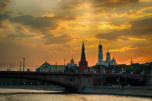 Moscow view, Russia. Moscow Kremlin towers at the sunset - Moscow architecture landscape.