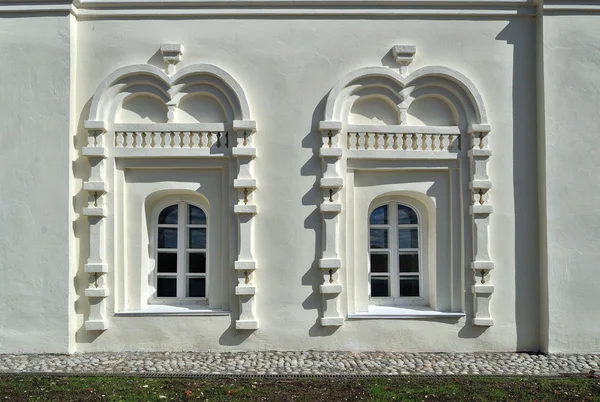 Ancient windows in the buildings of Saint Anthony monastery in Veliky Novgorod, Russia