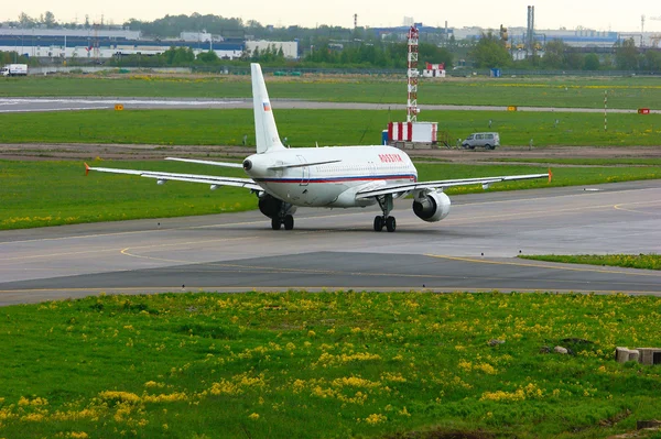 Rossiya Air Company Airbus A320-214 aircraft in Pulkovo International airport in Saint-Petersburg, Russia