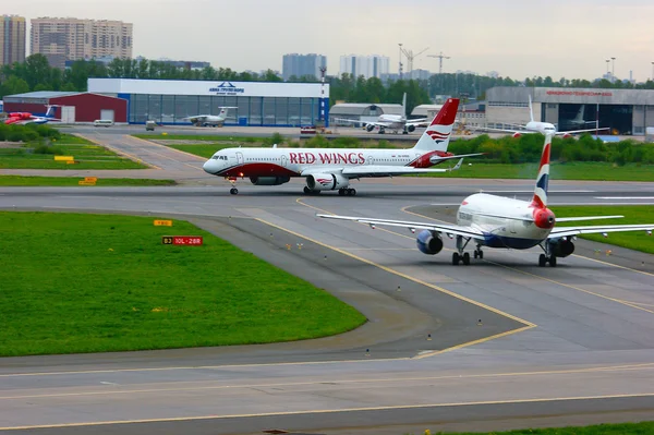 Red Wings Airlines Tupolev Tu-204-100 aircraft in Pulkovo International airport in Saint-Petersburg, Russia