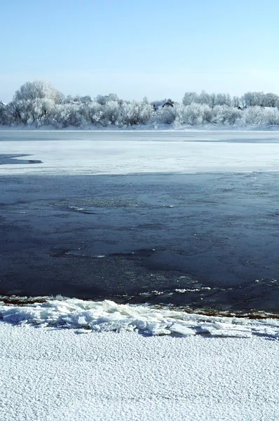 Winter rural landscape in cold sunny weather