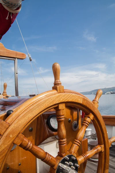 Old boat steering wheel from wood