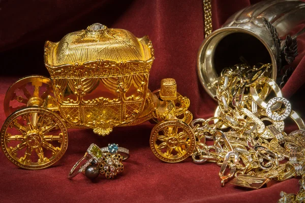 Mixed gold, silver and diamonds jewelry. treasure