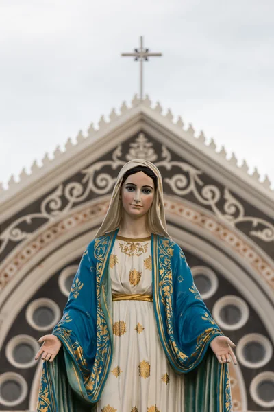 Saint Mary or the Blessed Virgin Mary, the mother of Jesus, in front of the Roman Catholic Diocese or Cathedral of the Immaculate Conception, Chanthaburi, Thailand.