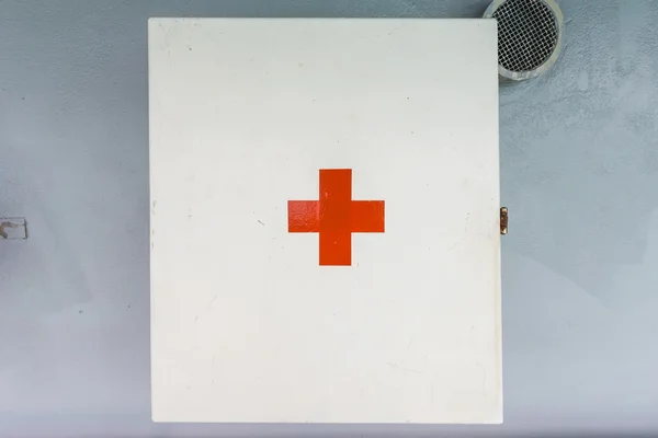 First aid box on the wall
