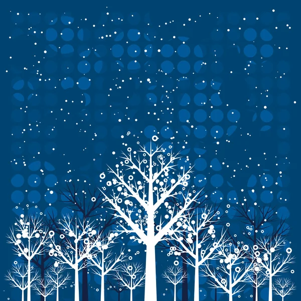 Winter landscape with many tree,  vector illustration