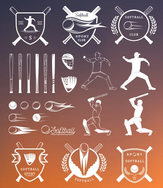 Vector Set Softball Badges and Logos