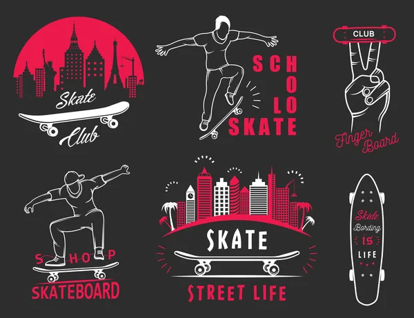 Set Vector Retro Skateboarding Logo and Badge