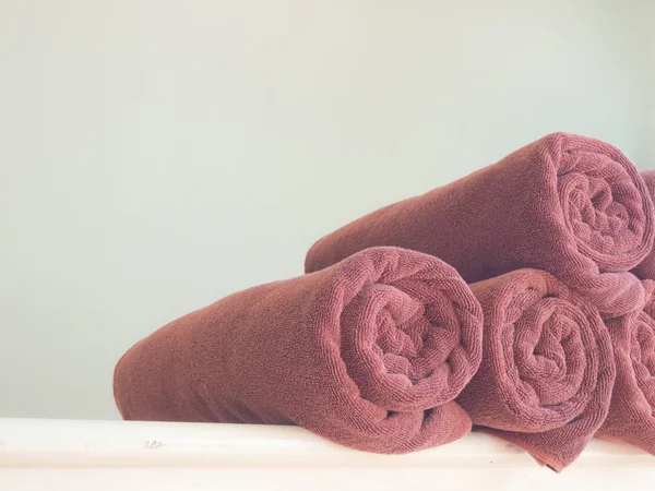 Rolled brown towels