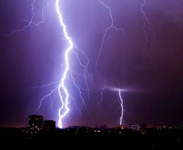 Lightning storm over city