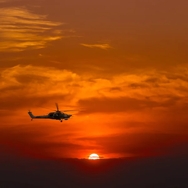 Russian Combat helicopter in the sky