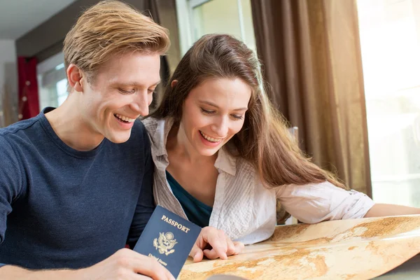 Couple planning vacation