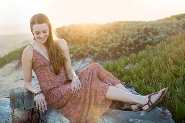 Girl beach sunset