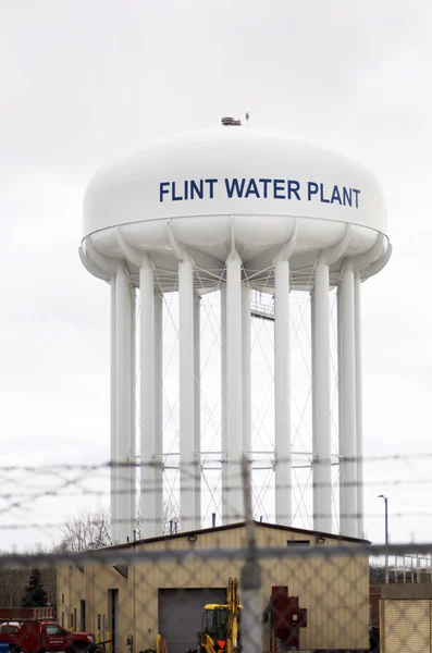 FLINT MICHIGAN January 23, 2016: Water Tower At Flint Water Plant