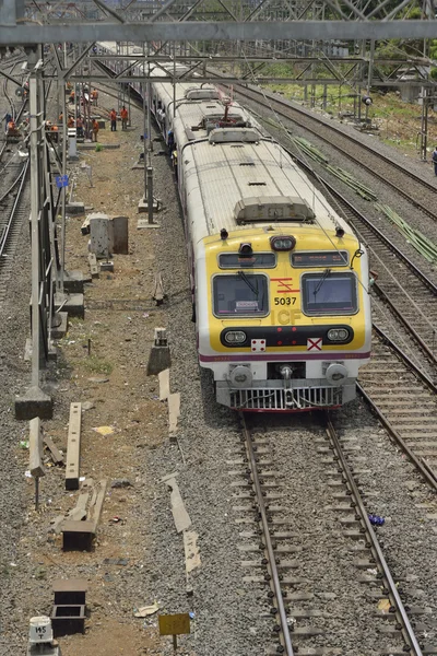 Local Train Changing Track During Maintenance Work