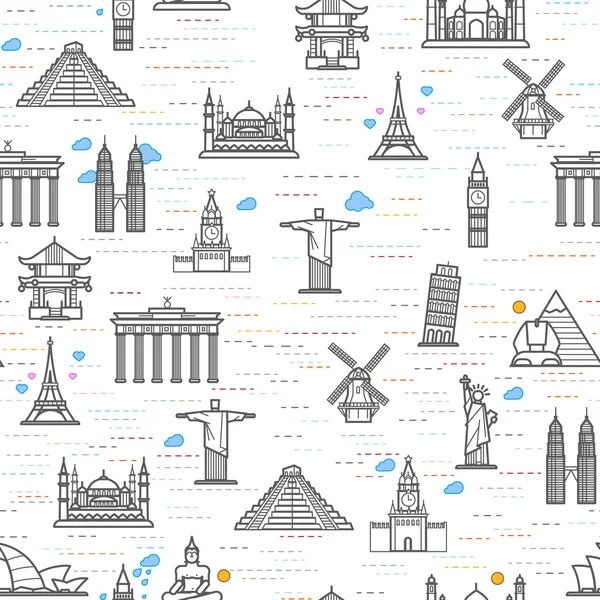 World attractions seamless pattern