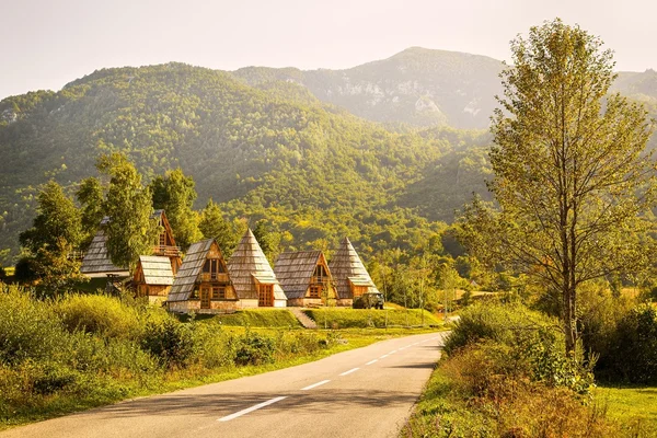 Wooden houses in mountains