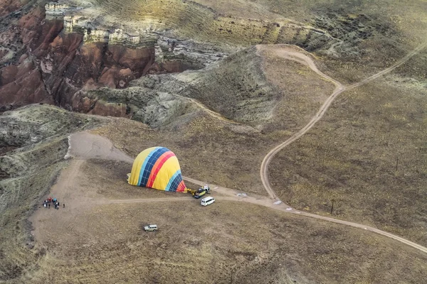Hot air balloon on ground after landing
