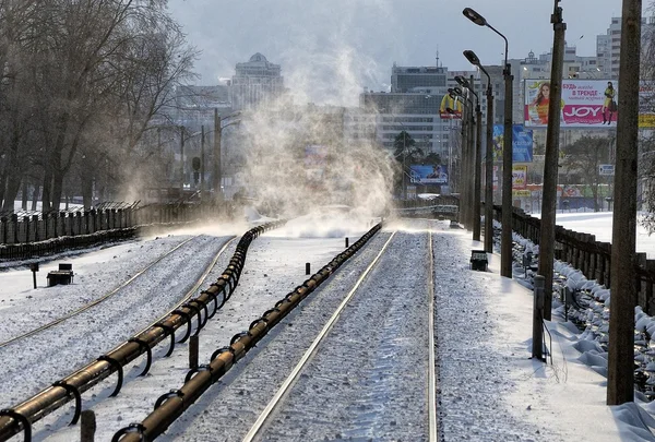 Tram rails in winter