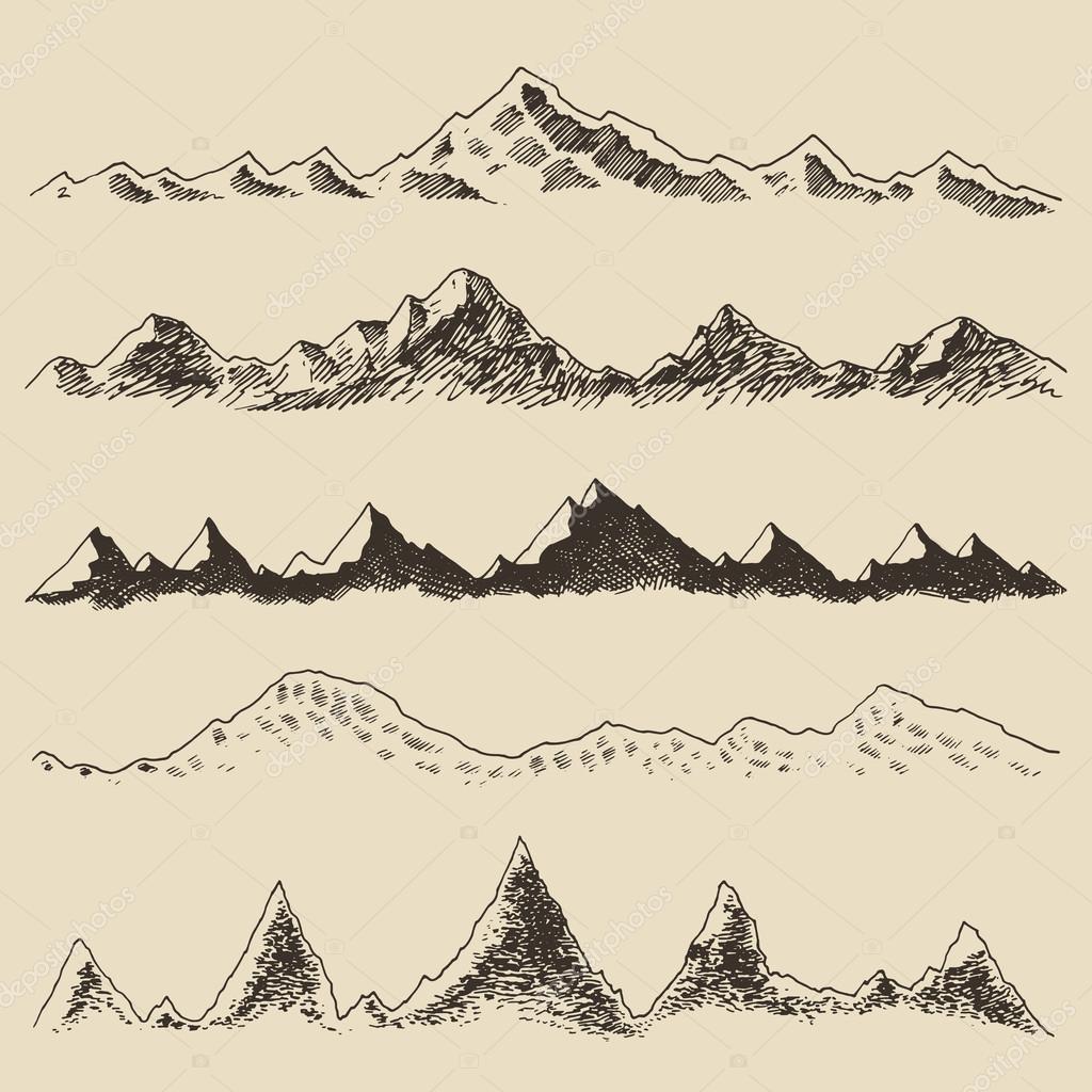 Hand Umrisse der Berge — Stockvektor 72755271