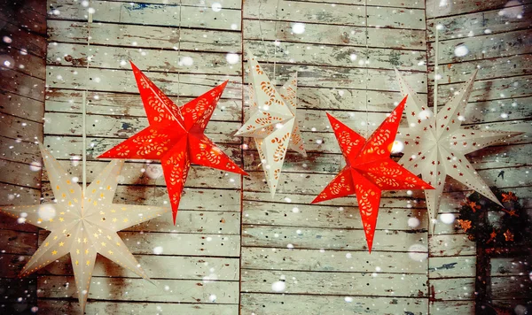Christmas red and white stars