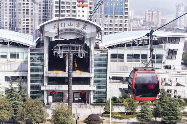 Hunan, China: FEB 29, 2016. Tianmen Shan cable car is the longes