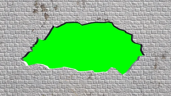 Green screen  hole in old brick wall - background design component