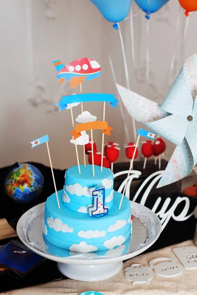 Mastic cake birthday beautiful decor decorated decoration plate pilots planes sky clouds children
