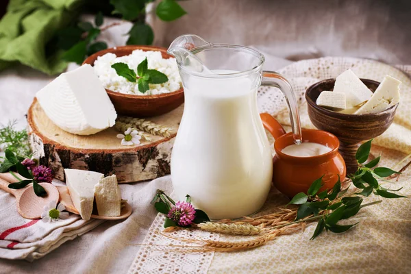 Rustic dairy products still life