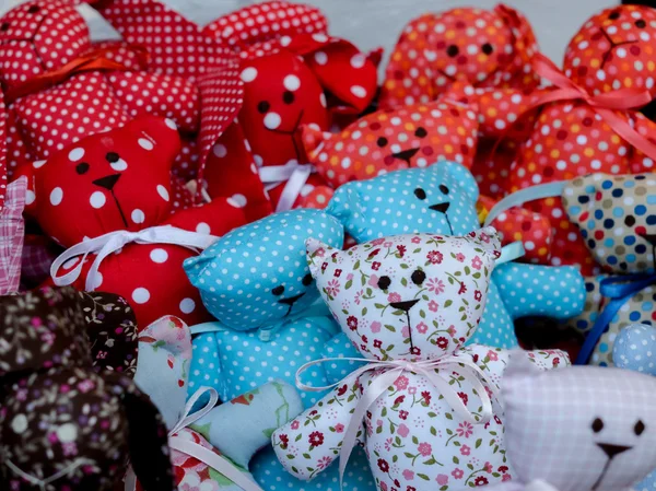 Christmas market decoration - handmade textile bear toys.