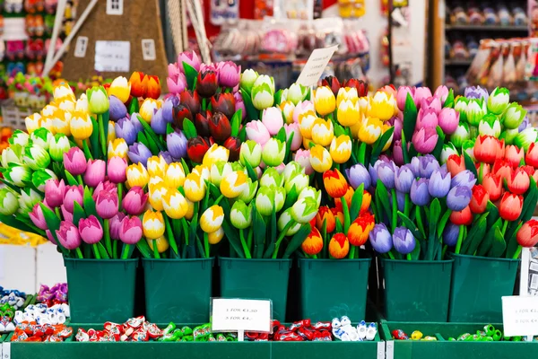 Tulip souvenirs for sale at Dutch flower market, Amsterdam, Netherlands