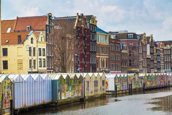 Flower market, canal in Amsterdam, Holland