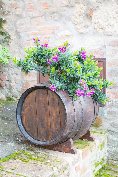 Oak barrel and flowers