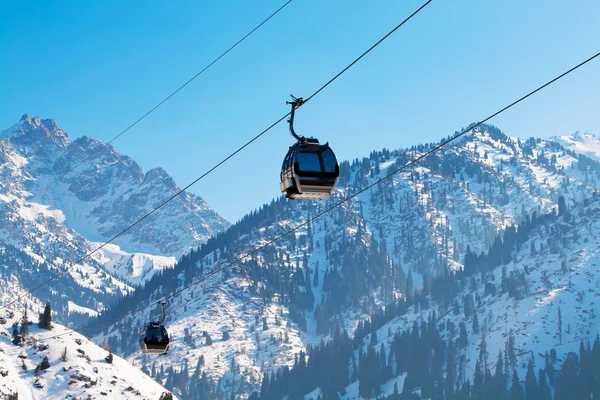 Ski lift, Gondola lift, cable car at Medeo to Shymbulak route near Almaty