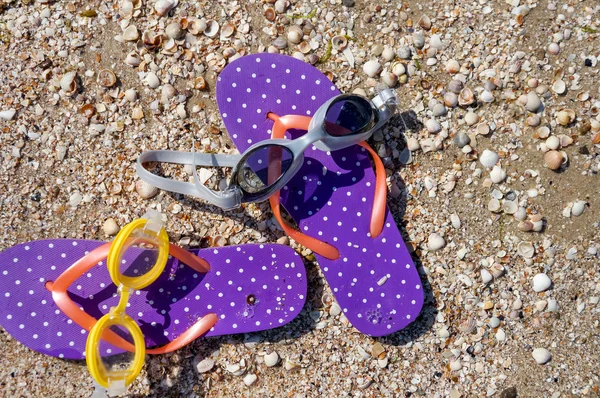 Summer sandals on a beach