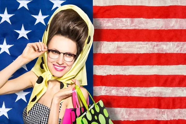 American fashion shopping woman