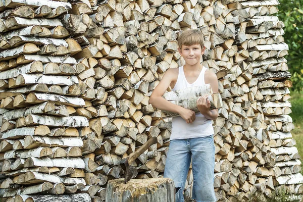 Teenage timberjack harvester at work